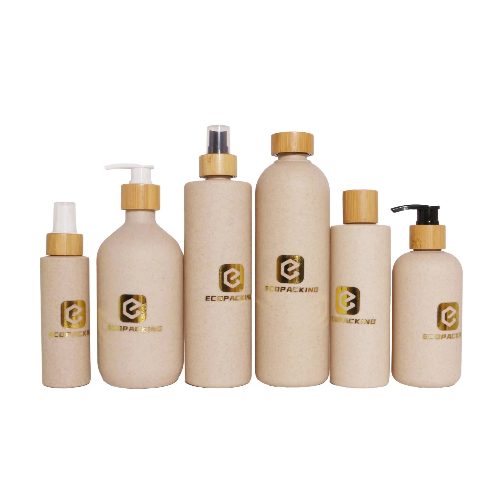 30ml 40ml 50ml 60ml 100ml 120ml 250ml 300ml 500ml Biodegradable Wheat Straw Pump Spray Bottle for Shampoo Lotion Hair Serum B888 - 图片 3
