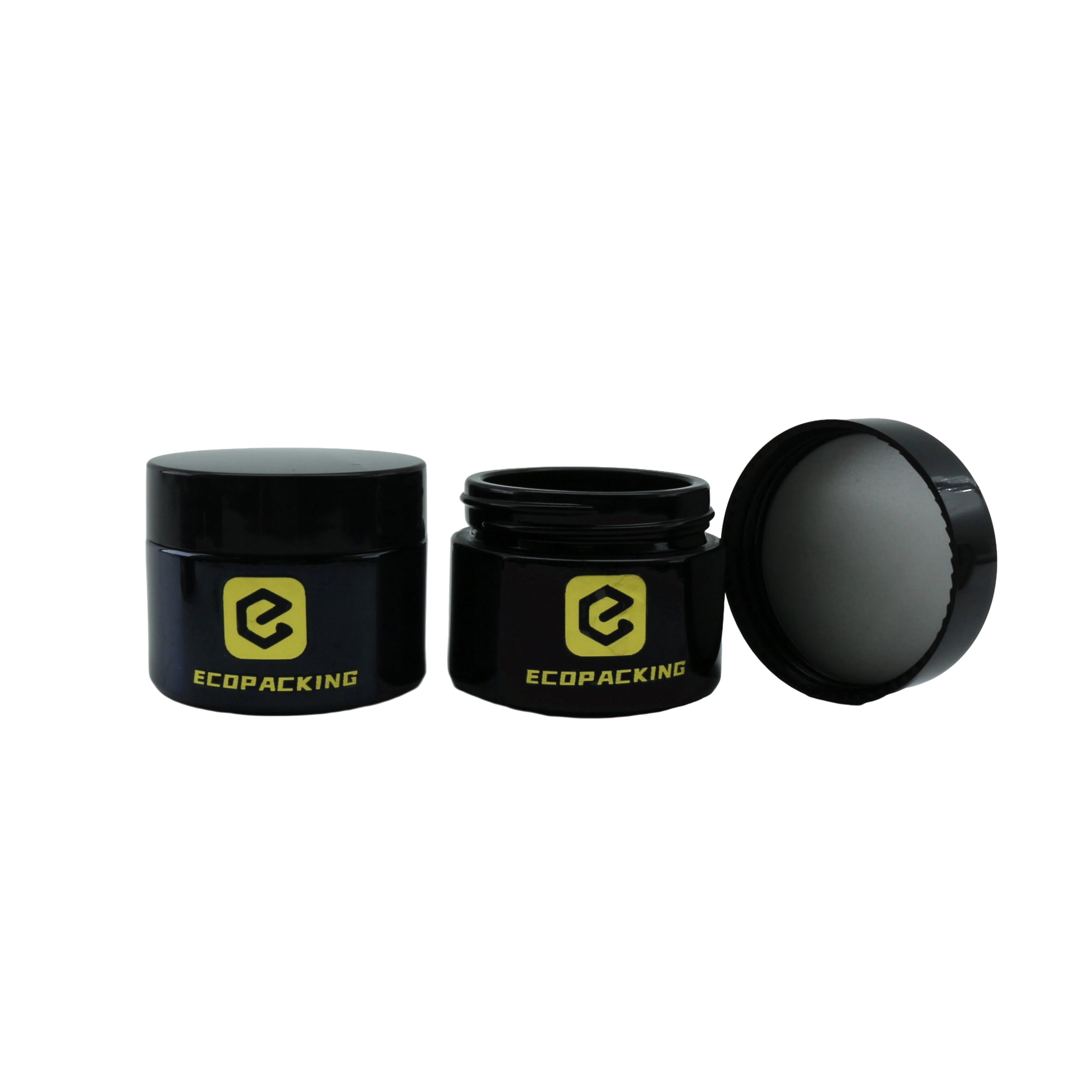 250ml 500ml 1000ml Airtight Smell Proof Jars Black Violet Glass Jars Round Glass Container for Tea Flower With Black Lid - 图片 5