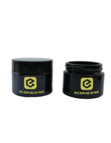 50ml Dark Black UV Violet Glass Jar with Flat Lid 50g Round Shape for Custom Face Cream Night Moisturizing Cream Carton