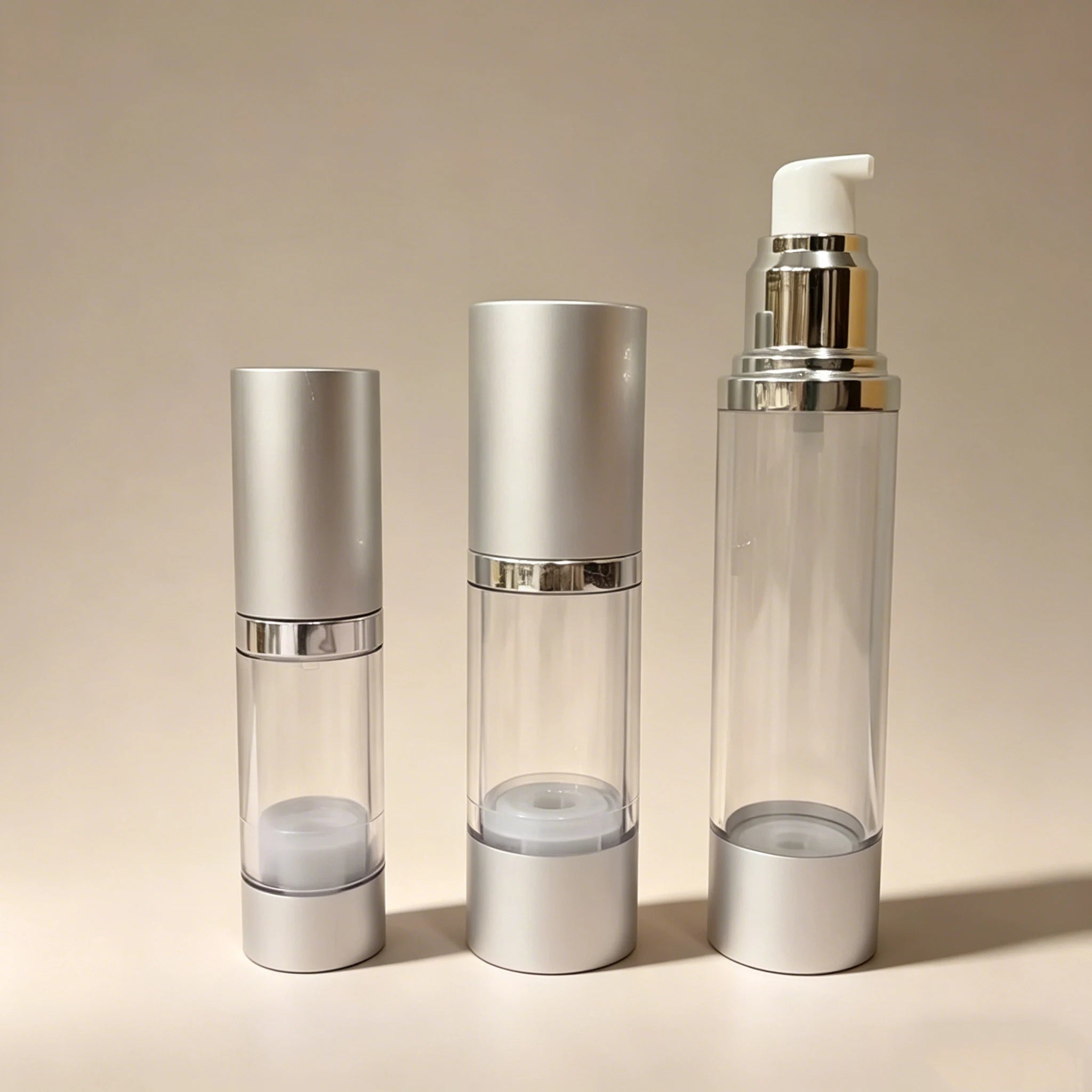 10ml 30ml 50ml 100ml 120ml Frosted Silver Matte Luxury Airless Pump Lotion Bottle for Cosmetic Oil Skin Care Packaging