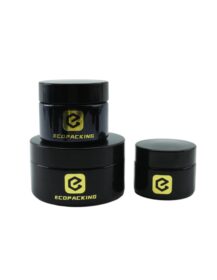 Small UV Black Glass Jar Dark Violet Glass Jar Cosmetic Face Cream Container
