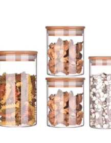 2 oz 4 oz 8 oz 10 oz 12 oz 14 oz 16 oz Honey Food Candy Glass Container Borosilicate Round Glass Jar with Bamboo Lid Storage