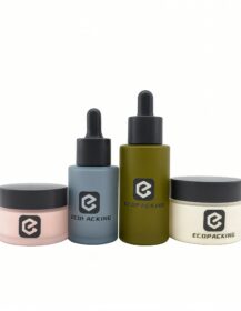 30ml 60ml Eco Flat Shoulder Glass Lotion Bottle Dropper Cap Face Cream Serum Toner Packaging