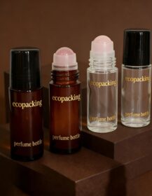 Luxury 30ml 50ml Amber Clear Glass Roll Bottles with Gemstone Roller Ball Travel Dispenser Bottle for Essential Oil & Perfume