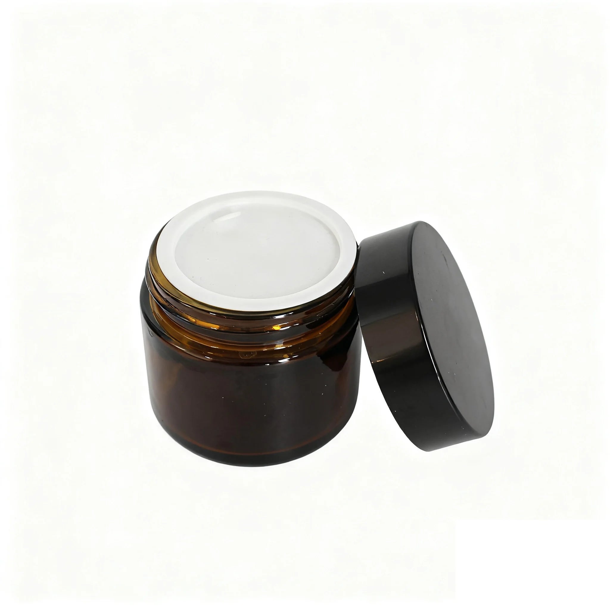 Wholesale 1oz 2 oz 3oz 50 ml 100 ml Amber Cosmetic Cream Glass Jar With Lids and Inner Liner - 图片 5