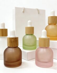 Luxury 10ml Frosted Glass Dropper Bottle Mini Perfume Container Essential Oils Bottles with Natural Bamboo Wooden Cap