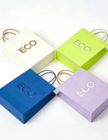 Eco Luxury Biodegradable Recyclable Shopping Paper Bag Handle for Promotion Clothing Store Retail Gift Wrapping Coffee Use 88J