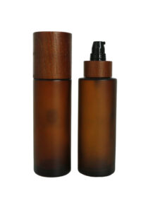 Frosted Amber Luxury Cosmetic Lotion Serum Face Oil Glass Pump Bottle for Skin Care Packaging 100ml 150ml 200ml