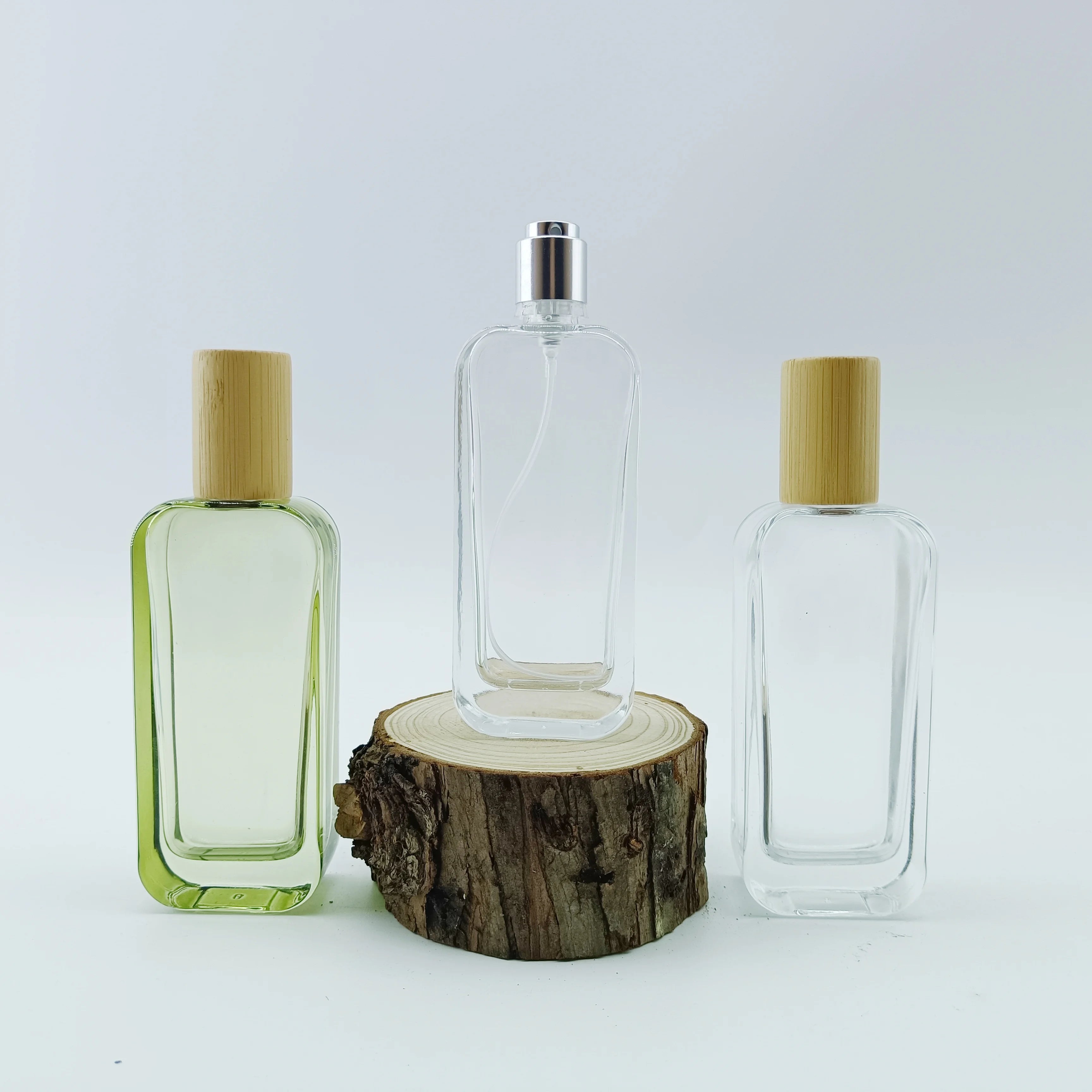 30ml 50ml 100ml Luxury Empty Glass Fragrance Parfum Spray Bottle Cylinder Heavy Base Glass Perfume Bottle With Wooden Cap - 图片 3