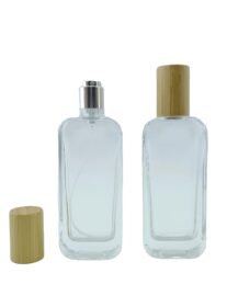 Factory Custom Empty Luxury Perfume Container Spray 30 ml 50ml 100ml Thick Bottom Glass Square Perfume Bottle with Wooden Cap