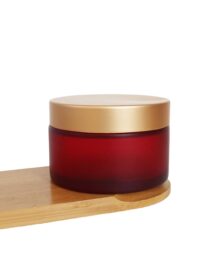Frosted Red Wide Mouth Empty Custom Cosmetic Body Cream Butter Hair Wax Glass Balm Jar with Lid for Skin Care 200ml