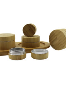 Luxury Cosmetic Bamboo Aluminum Cream Jar Cylinder Shape Custom Engraved Logo 10g 15g 30g 50g 200g Body Cream Jars Packaging