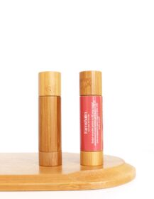Biodegradable Empty Lip Balm Containers 5g Bamboo Wooedn Lipstick Tube Packaging