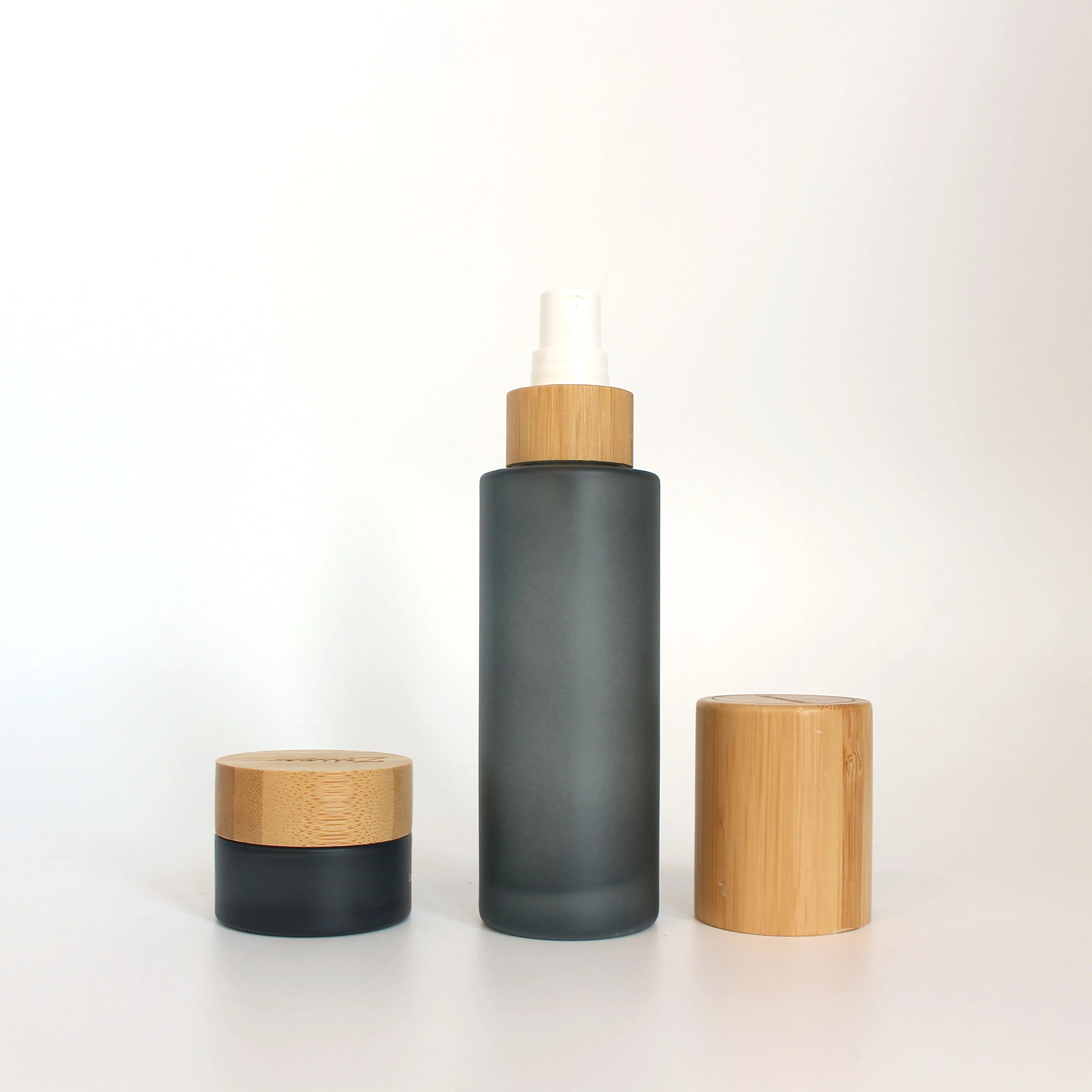 Custom Color 30ml 50ml 60ml 100ml 120ml Bamboo Cosmetic Packaging Lotion Pump Glass Spray Dropper Bottle with Wood Bamboo Lid - 图片 6