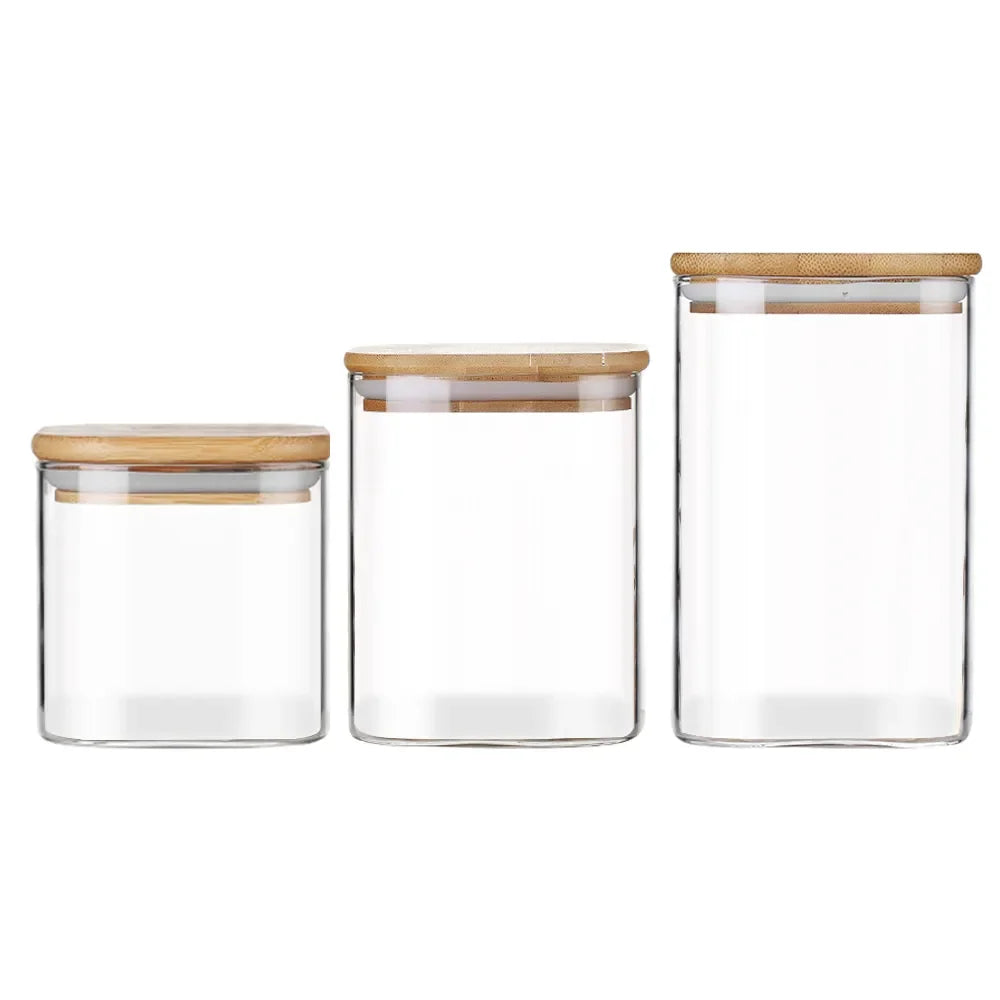 100ml 250ml 500ml 1000ml Food Grade Bamboo Lid Kitchen Glass Storage Jars 1oz 2oz 4oz 8oz 16oz 32oz Glass Jars with Lids C888 - 图片 7