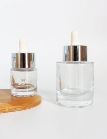 Custom Printing OEM Round Thick Bottom Glass Dropper Bottle for Essential Oil with Silver Cap 15ml 30ml 50ml