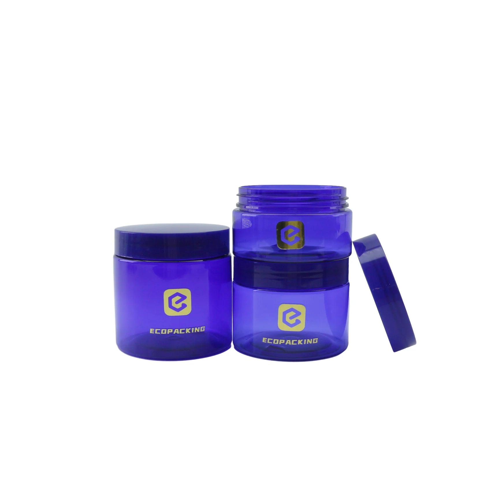 Wholesale 1oz 2oz 4oz 8oz 16oz 32oz Blue PET Plastic Facial Care Jars Recyclable Cosmetic Packing for Hair - 图片 6