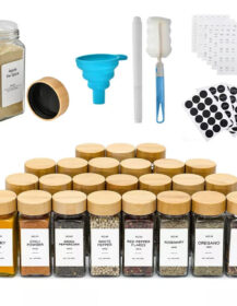 Hot Sale Glass Jar for Spice 120ml square Glass Jar with Baoboo Lids for Spices Seasoning Storage