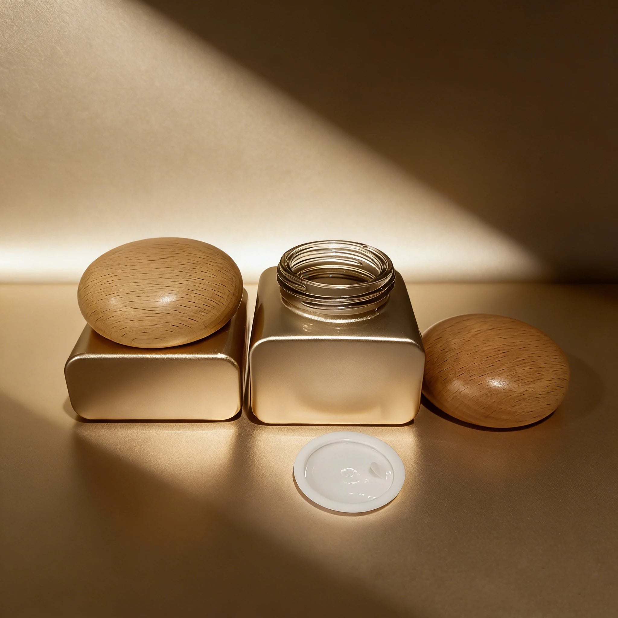 Luxury Empty Cosmetic Packaging Set 30ml 50ml 100ml 120ml Glass Lotion Pump Bottle Face Cream Jar Wooden Lid for Skin Care Serum - 图片 4