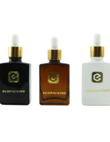 In Stock 15ml 30ml Black Square Rectangle Glass Essential Oil Bamboo Dropper Bottle With Packaging Box