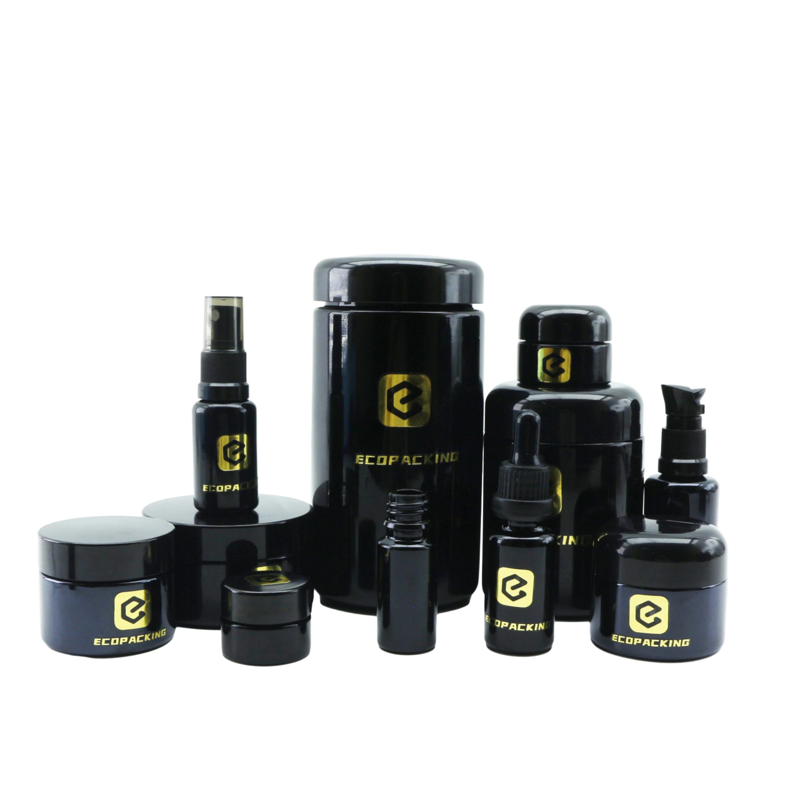 OEM Custom Wholesale 100ml 200ml 250ml 500ml 1000ml UV Black Violet Glass Jars Black Lid for Dry Tea Skin Care Cream Cosmetic - 图片 7