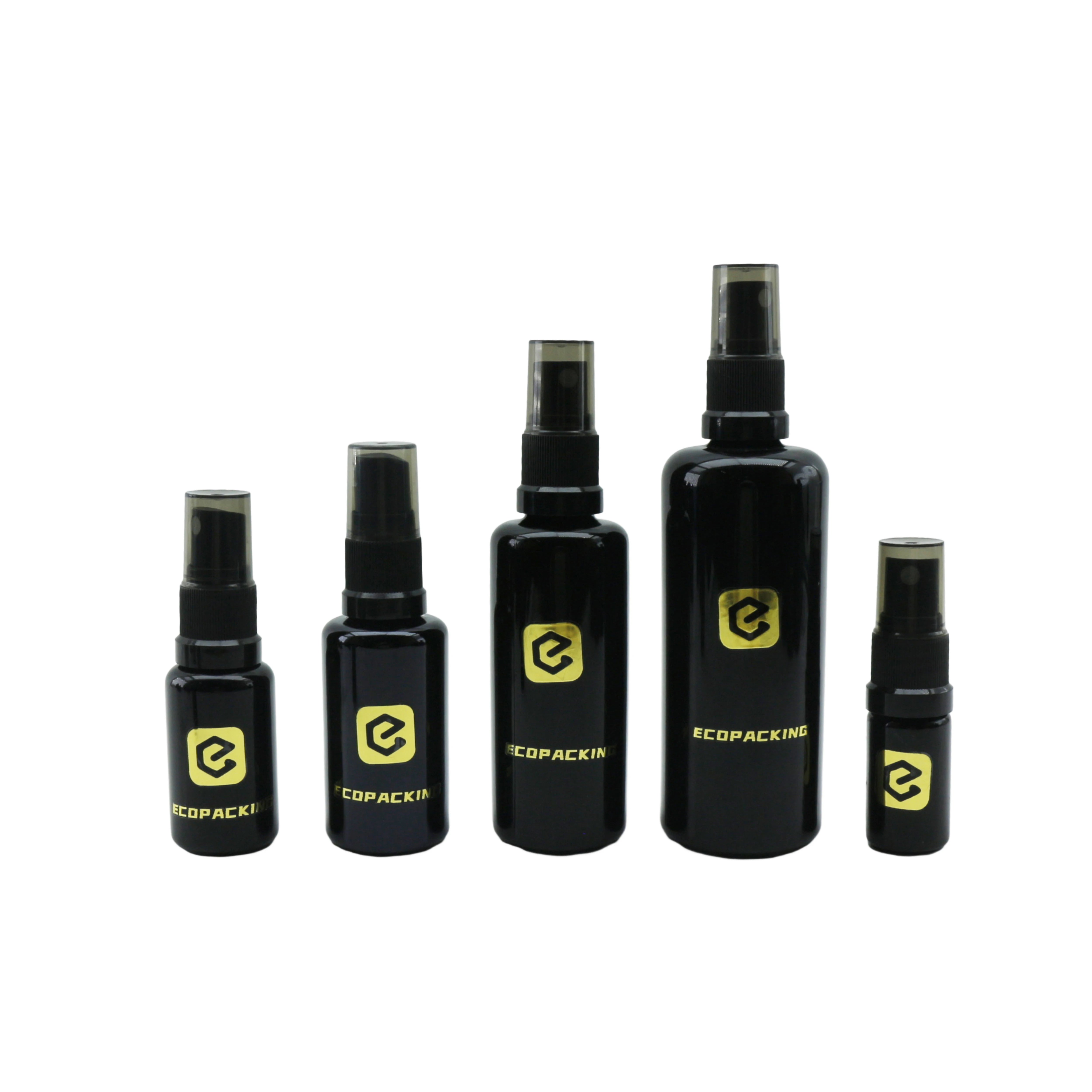 Skincare Packaging 5ml 10ml 15ml 30ml 50ml 100ml Pump Spray Serum Oil UV Black Glass Bottle - 图片 3