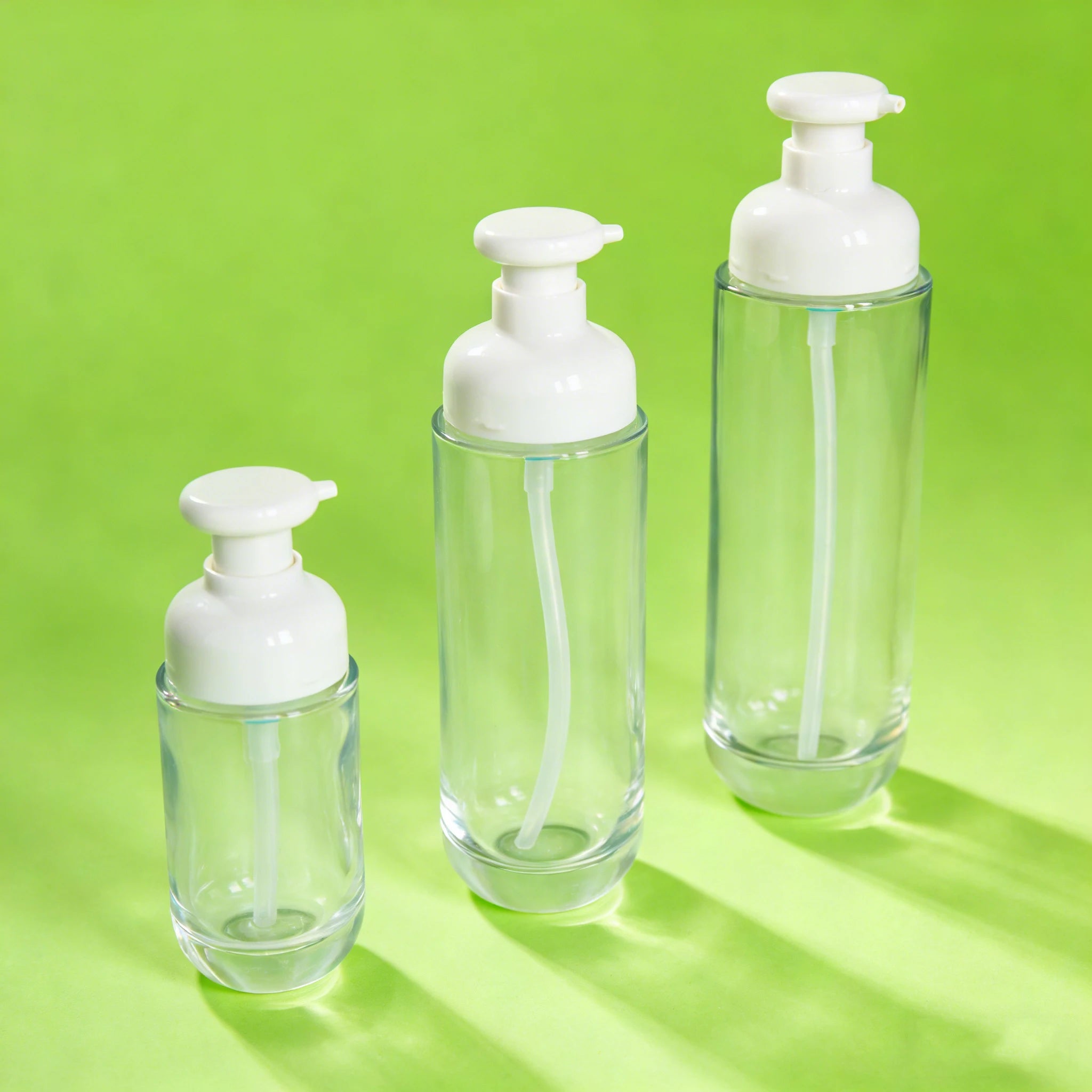 Green Refillable Luxury Cosmetic Skin Care Lotion Essential Oil Serum Glass Pump Bottle 20ml 30ml 50ml 100ml 120ml 150ml - 图片 3