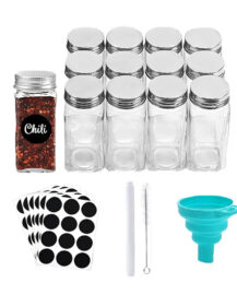 4 oz Spices square Glass Jars Kitchen 4oz 120ml Spice Container Set  Packaging Seasoning Pepper Glass Spice Jar with Metal Lids