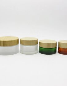 Eco-friendly Skincare Packaging 5g 15g 30g 2oz 50g 100g Custom Bamboo Lid Glass Cosmetics Jars