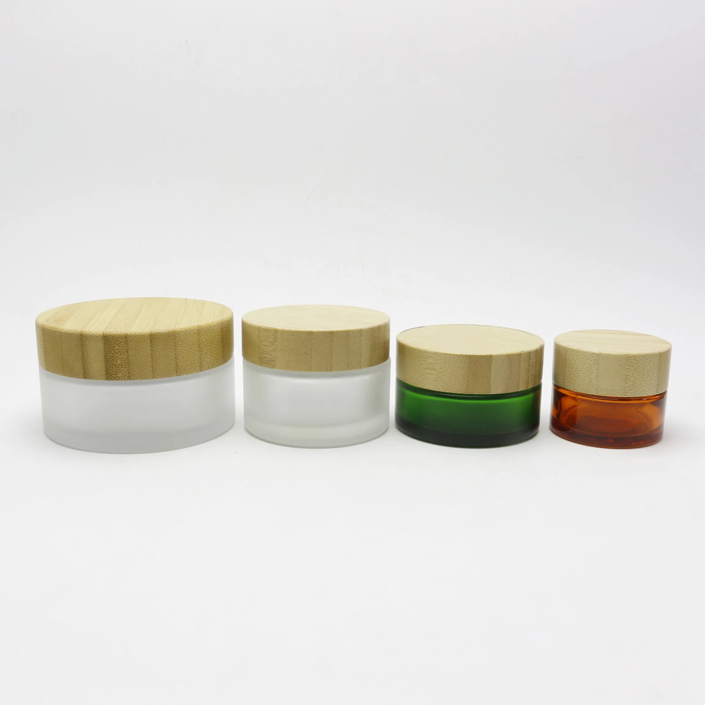 Eco-friendly Skincare Packaging 5g 15g 30g 2oz 50g 100g Custom Bamboo Lid Glass Cosmetics Jars