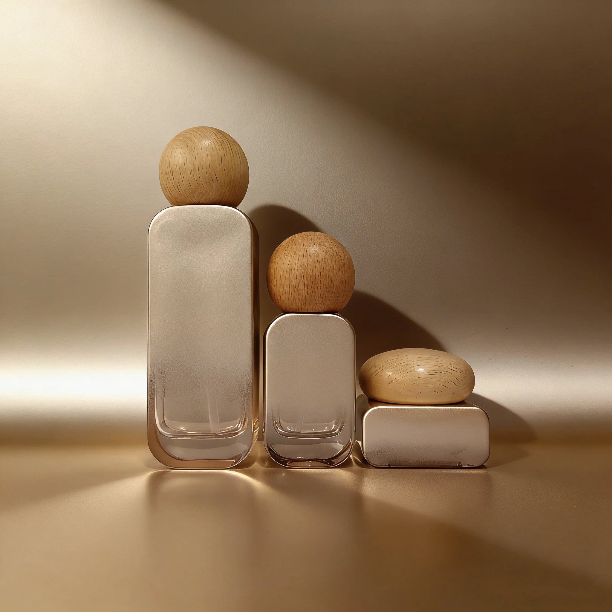 Luxury Empty Cosmetic Packaging Set 30ml 50ml 100ml 120ml Glass Lotion Pump Bottle Face Cream Jar Wooden Lid for Skin Care Serum - 图片 3