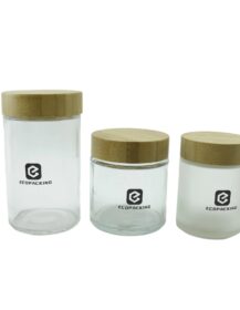Cosmetic Packaging 110ml 120ml 220ml 300ml 660ml Empty clear Honey Glass Jars with Bamboo Lids