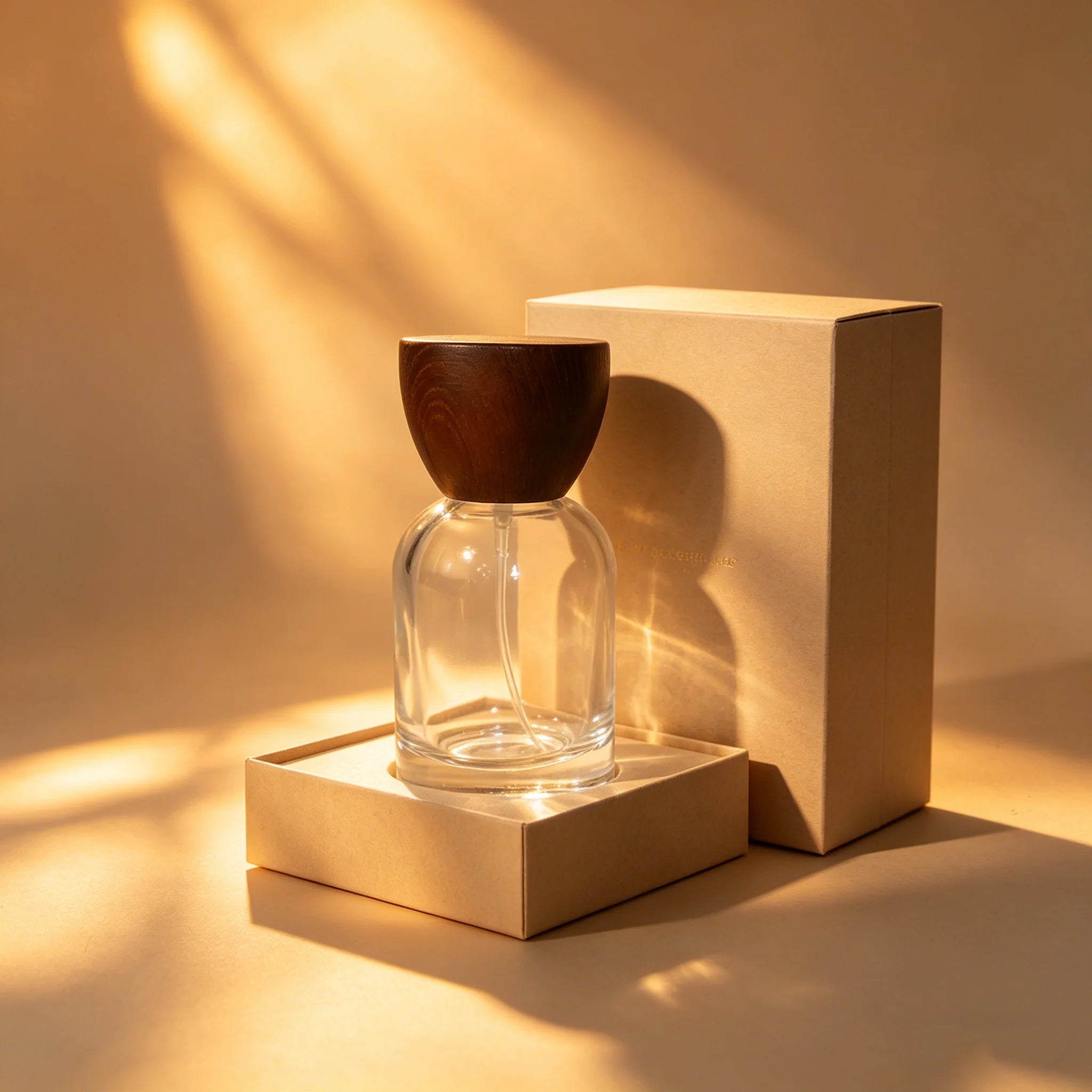 Wholesale Luxury 30ml 50ml 100ml Amber Round Empty Glass Perfume Bottle with Wood Cap for Professional Distributors - 图片 3