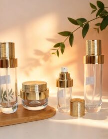 Round Glass Jar with Golden Lid Thick Enough Transparent Glass Bottles Glass Jar with Gasket, 30g, 50g, 100g, for Skin Care