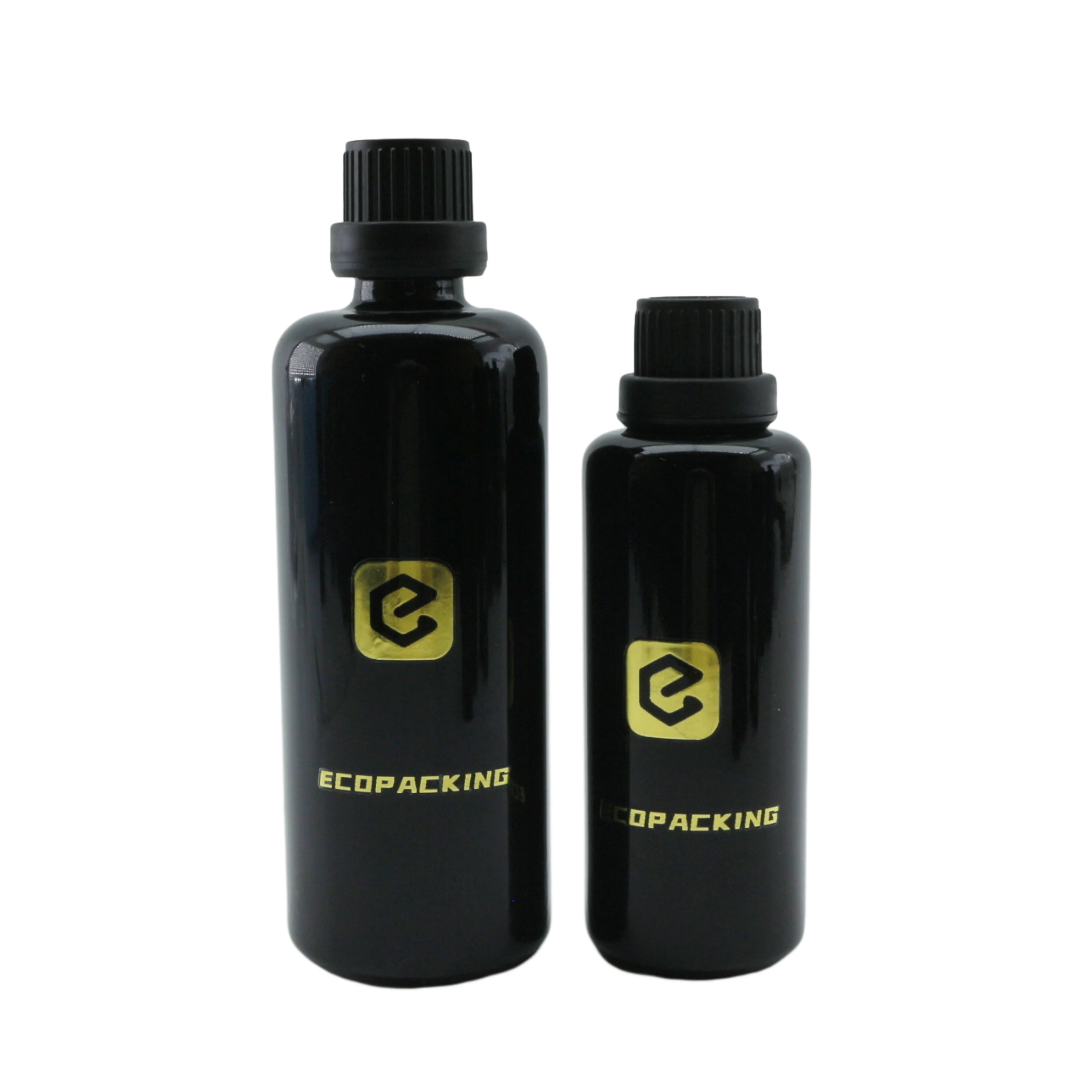 Wholesale Uv Dark Violet Black 5ml 15ml 30ml 50ml 100ml Glass Cosmetic Serum Bottle for Oil - 图片 5