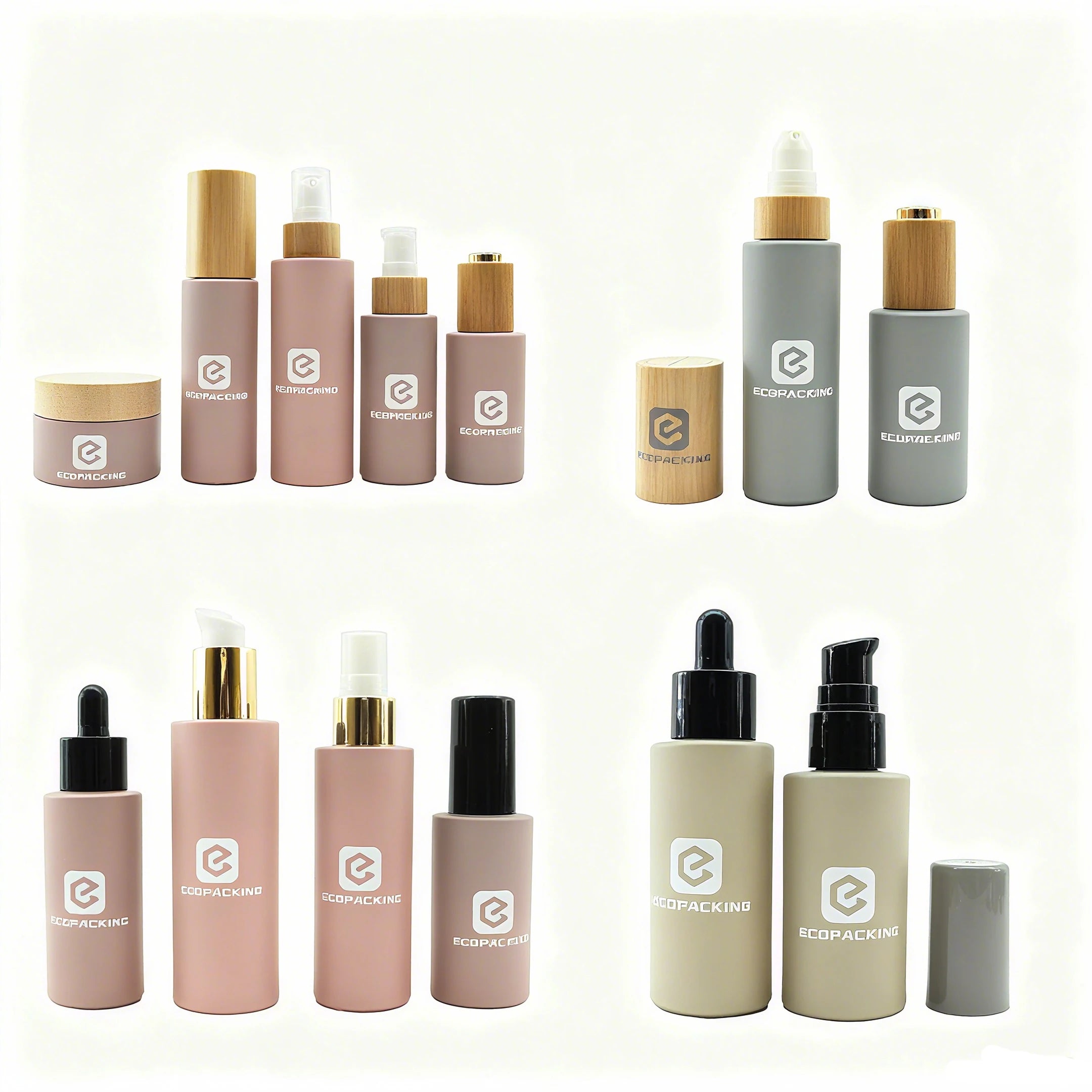 30ml 60ml Eco Flat Shoulder Glass Lotion Bottle Dropper Cap Face Cream Serum Toner Packaging - 图片 3
