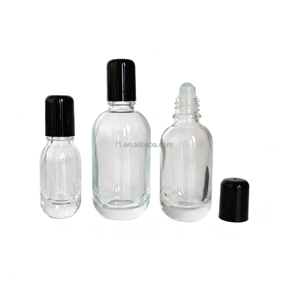 Wholesale Black Frosted Deodorant Glass Roll on Bottle 10ml 30ml 50ml Refillable Roller Ball Packaging for Essential Oils - 图片 6