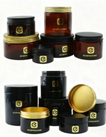 100ml 200ml 250ml 300ml Wide Mouth Amber Black PET Plastic Cosmetic Cream Body Butter Lotion Jar With Aluminum Screw Lid A888