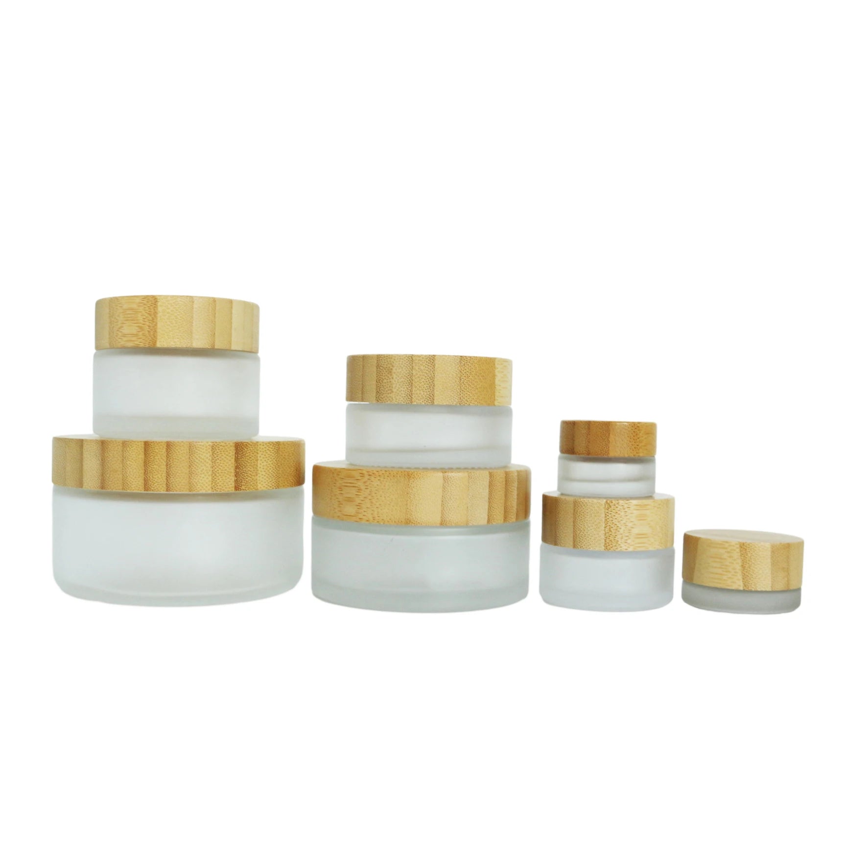 100ml Frosted Empty Cosmetic Glass Jar Bamboo Wooden Lid for Skin Care Products Eye Cream Hair Wax Body Balm Candle Balm Plastic - 图片 3
