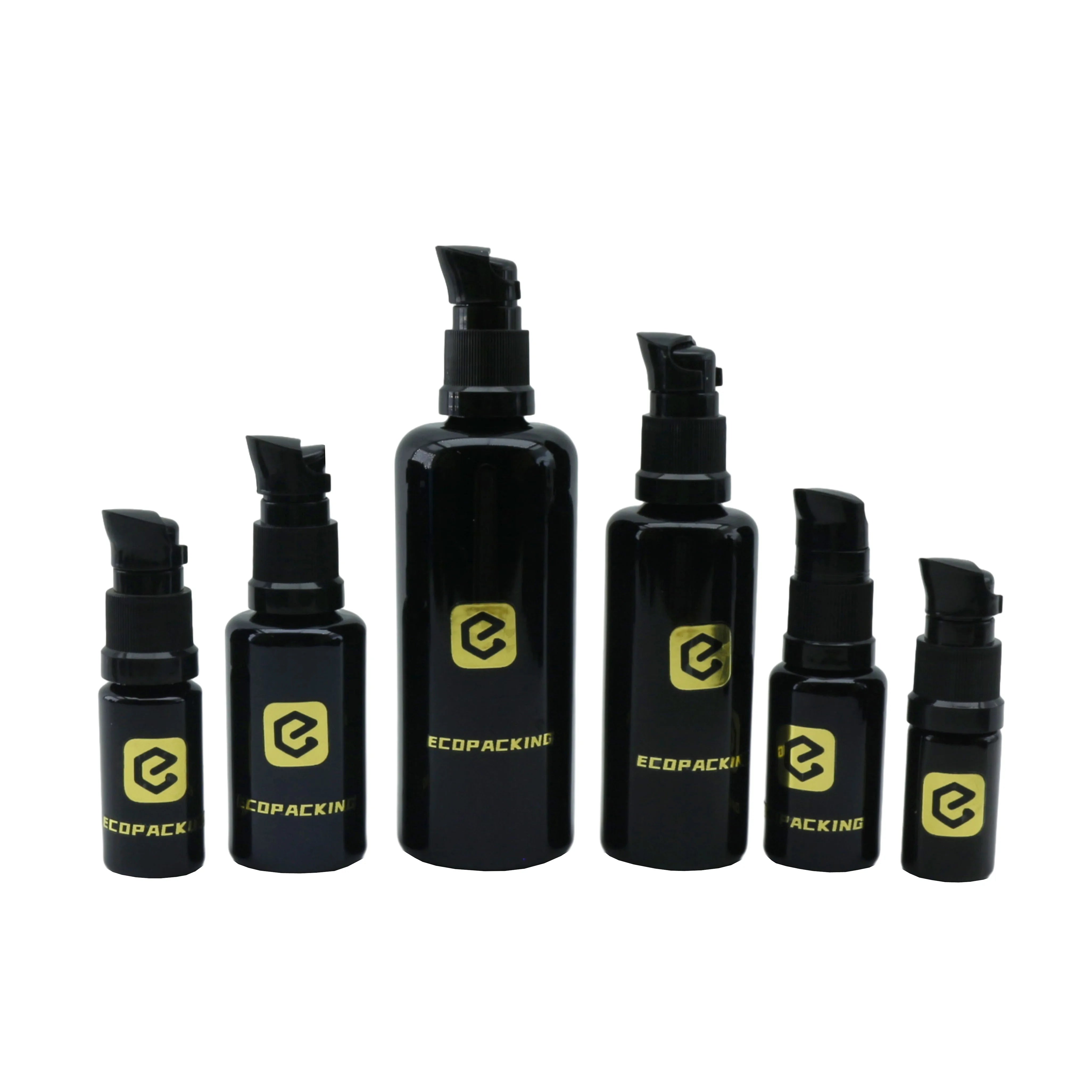 Luxury 15ml 0.5oz Round UV Violet Black Glass Pump Bottle for Serum - 图片 5