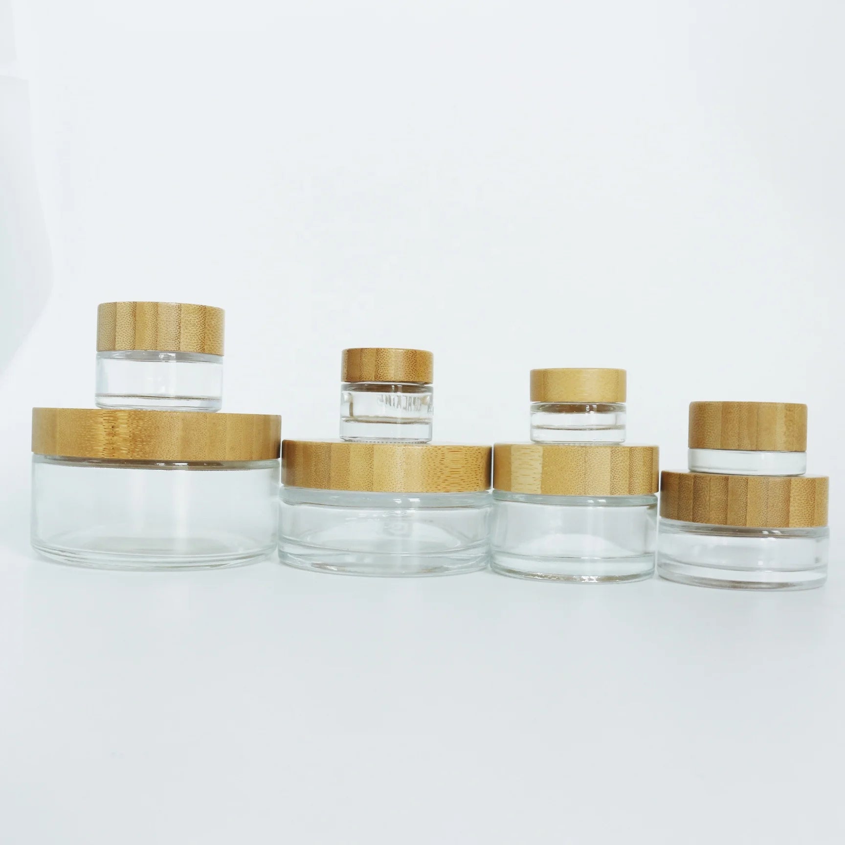5ml 10ml 15ml 30ml 50ml 100ml 200ml Skin Care Custom Cream Balm Body Butter Cosmetic Glass Jars with Bamboo Wooden Lids - 图片 2