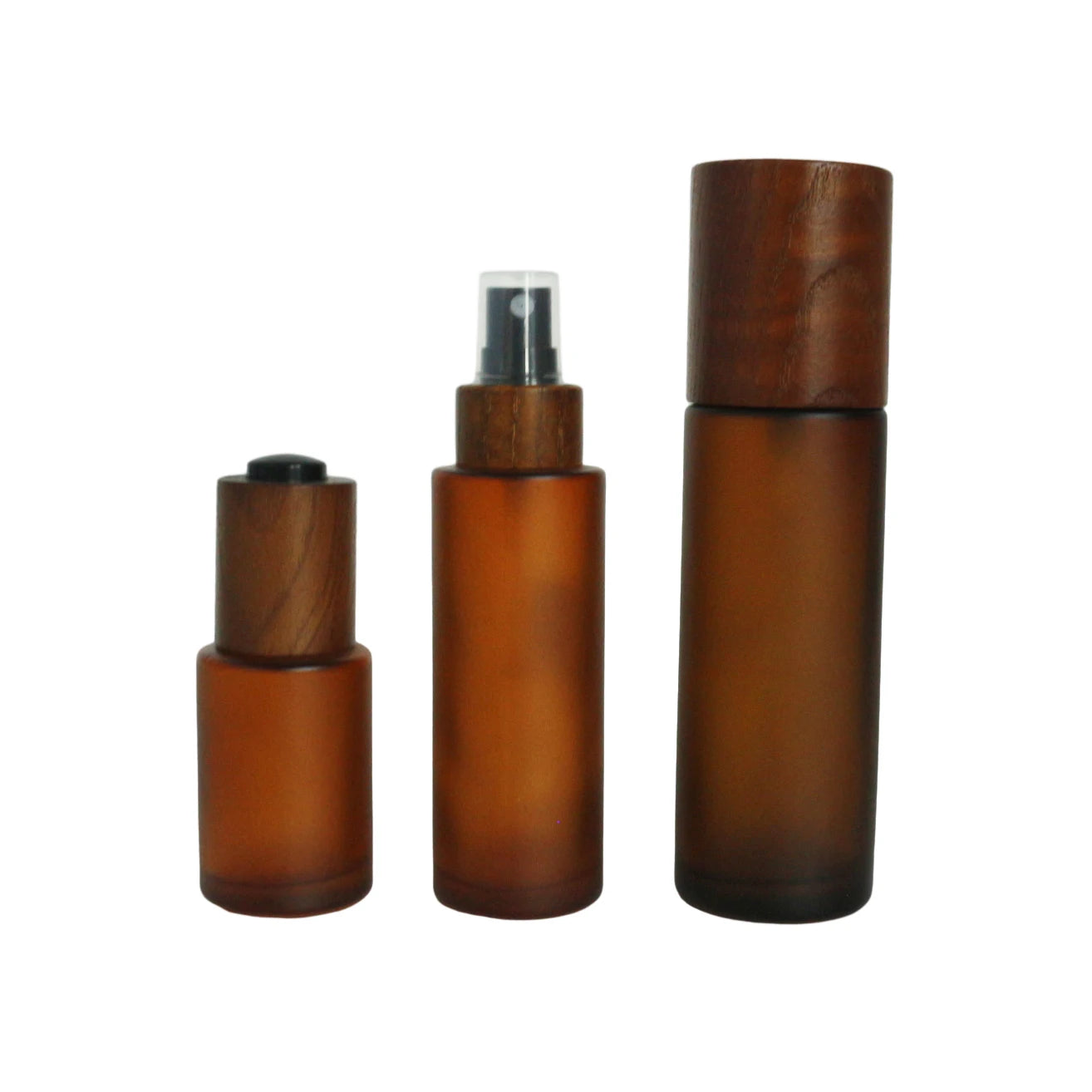 1oz 2oz 4oz Cosmetic Hair Essential Oil Perfume Cream Glass Dropper Spray Pump Bottle Frosted Amber for Lotion Serum Packaging