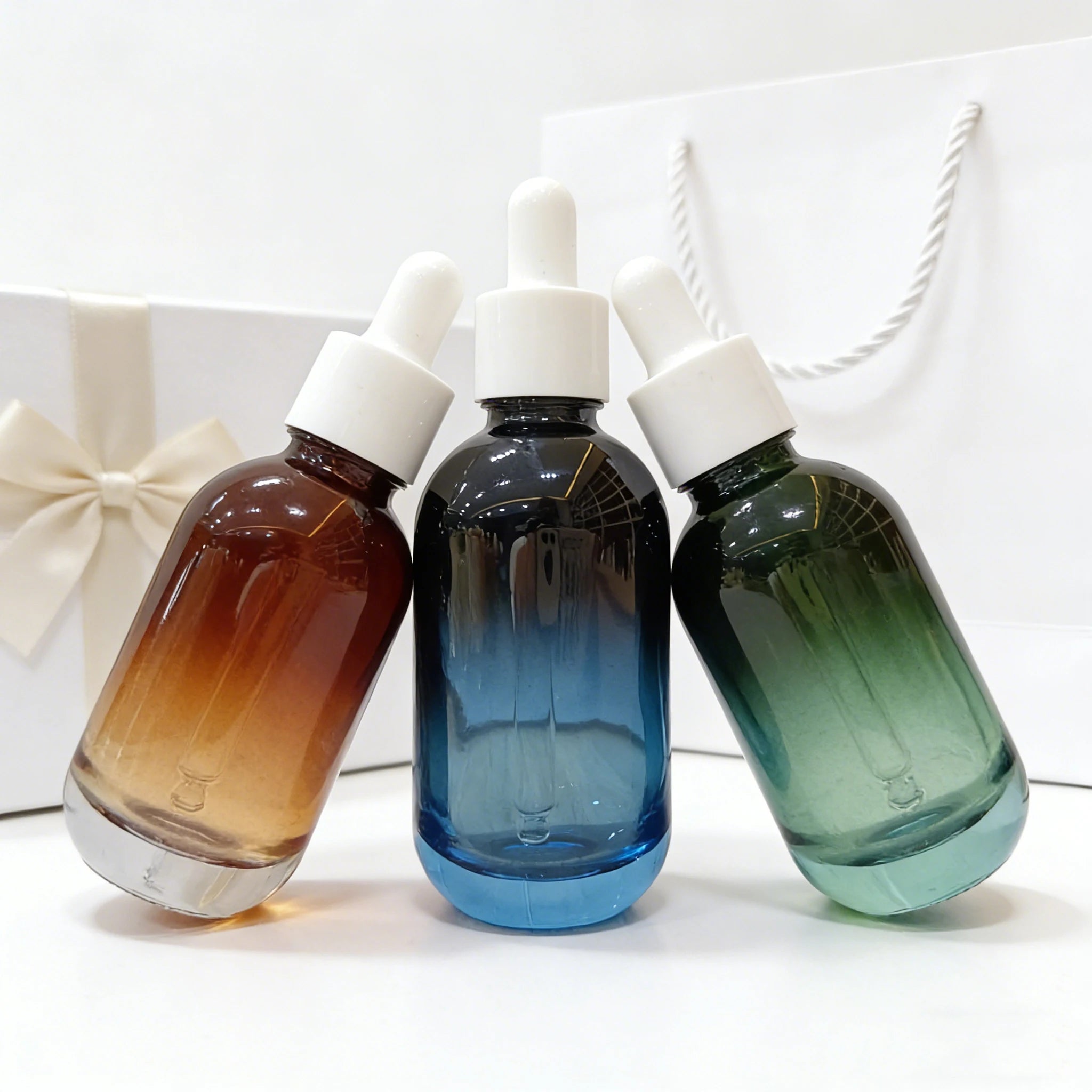 Wholesale 10ml-100ml Glass Perfume Essential Oil Serum Dropper Bottles with Cap and Box