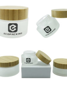 5g 15g 30g 50g 100g 200g 250g Clear Frosted Glass Jars with Bamboo Lids for Face Cream & Skin Care