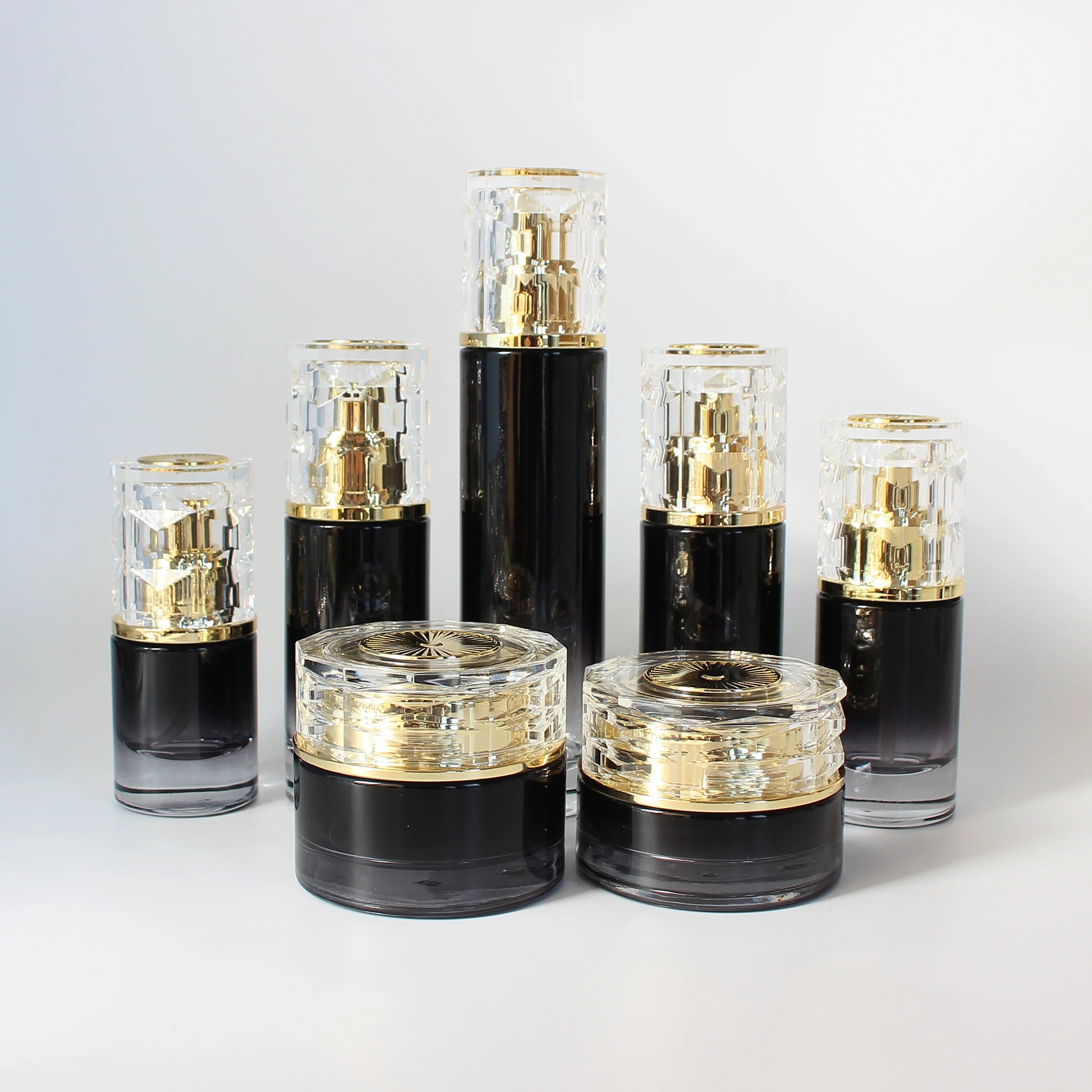 20ml 30ml 50ml 100ml 120ml Luxury Cosmetic Set Custom OEM Essential Oil Lotion Pump Spray Glass Bottle Glass Jar with Gold Cap - 图片 6