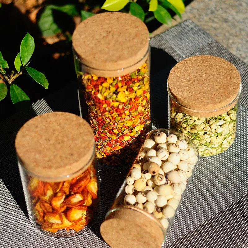 Borosilicate Transparent Kitchen Food Grade Glass Jar with Cork for Candy Spice Cereals Spice Dry Flower 300ml 500ml 1000ml - 图片 6