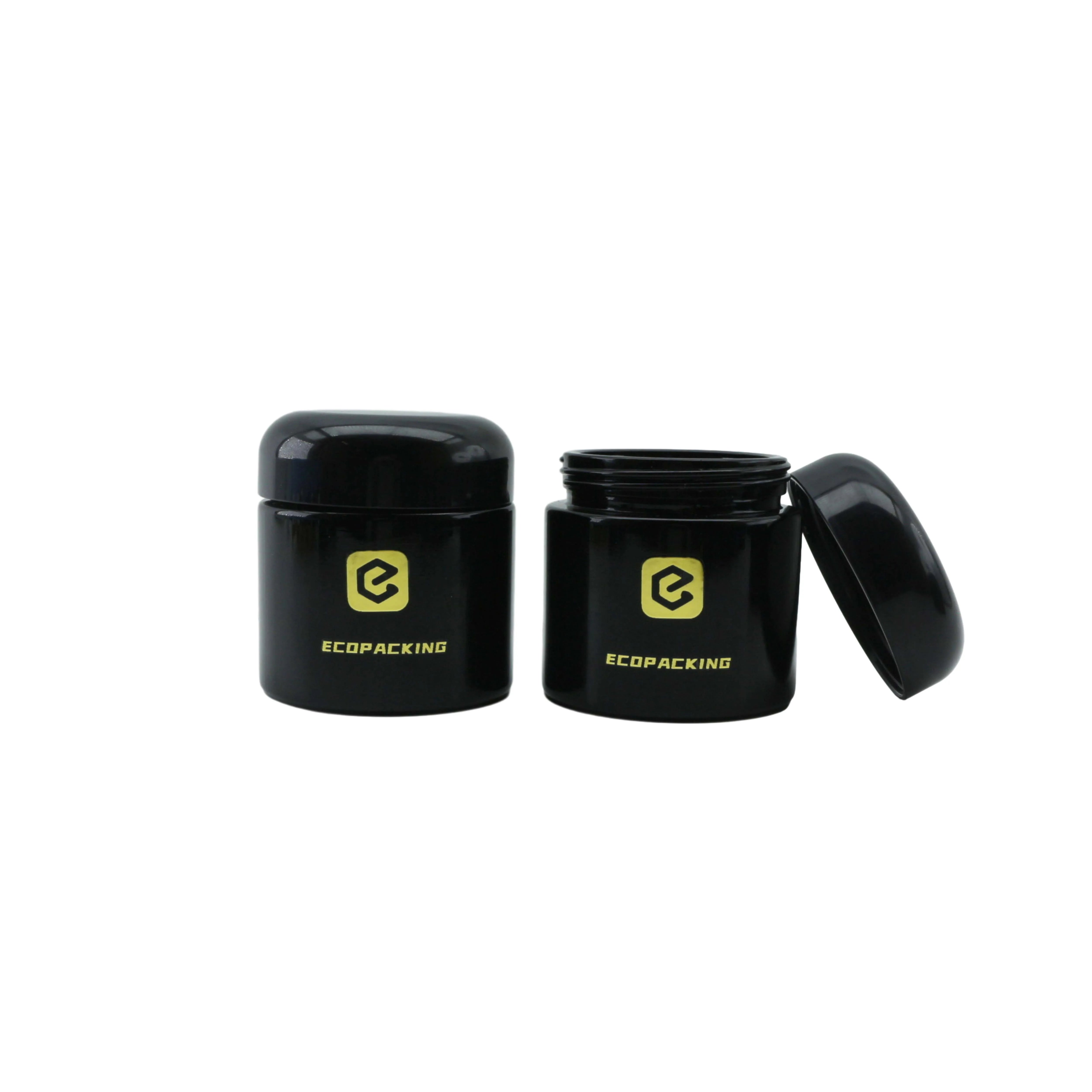 Luxury UV Black Violet Glass Jar 100g Plastic Cap Skin Care Face Cream Concentrate Cosmetic Jar - 图片 5