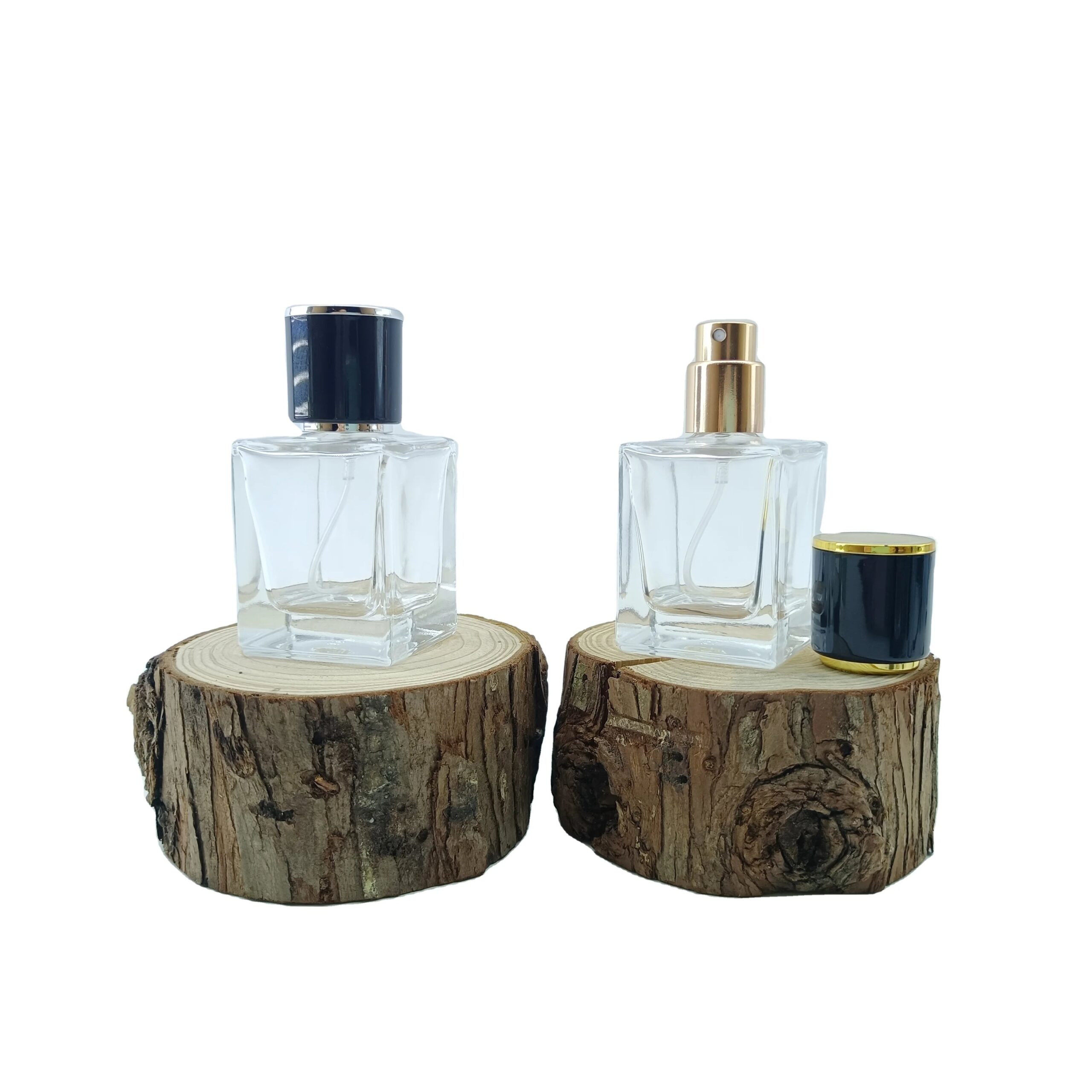 Luxury Heavy Glass Perfume Bottle 50ml Cylinder Parfum Bottle 30ml Empty Glass Fragrance Perfume Bottle With Flocking Cap