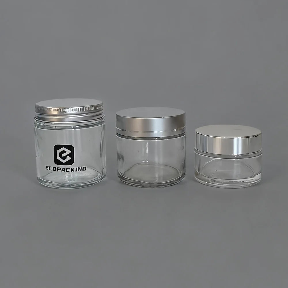 Wide Mouth Clear Cosmetic Glass Jars Transparent Mini 5ml 10ml 15ml 30ml 50ml 100ml Glass Eye Face Cream Jar with Gold Lid - 图片 3