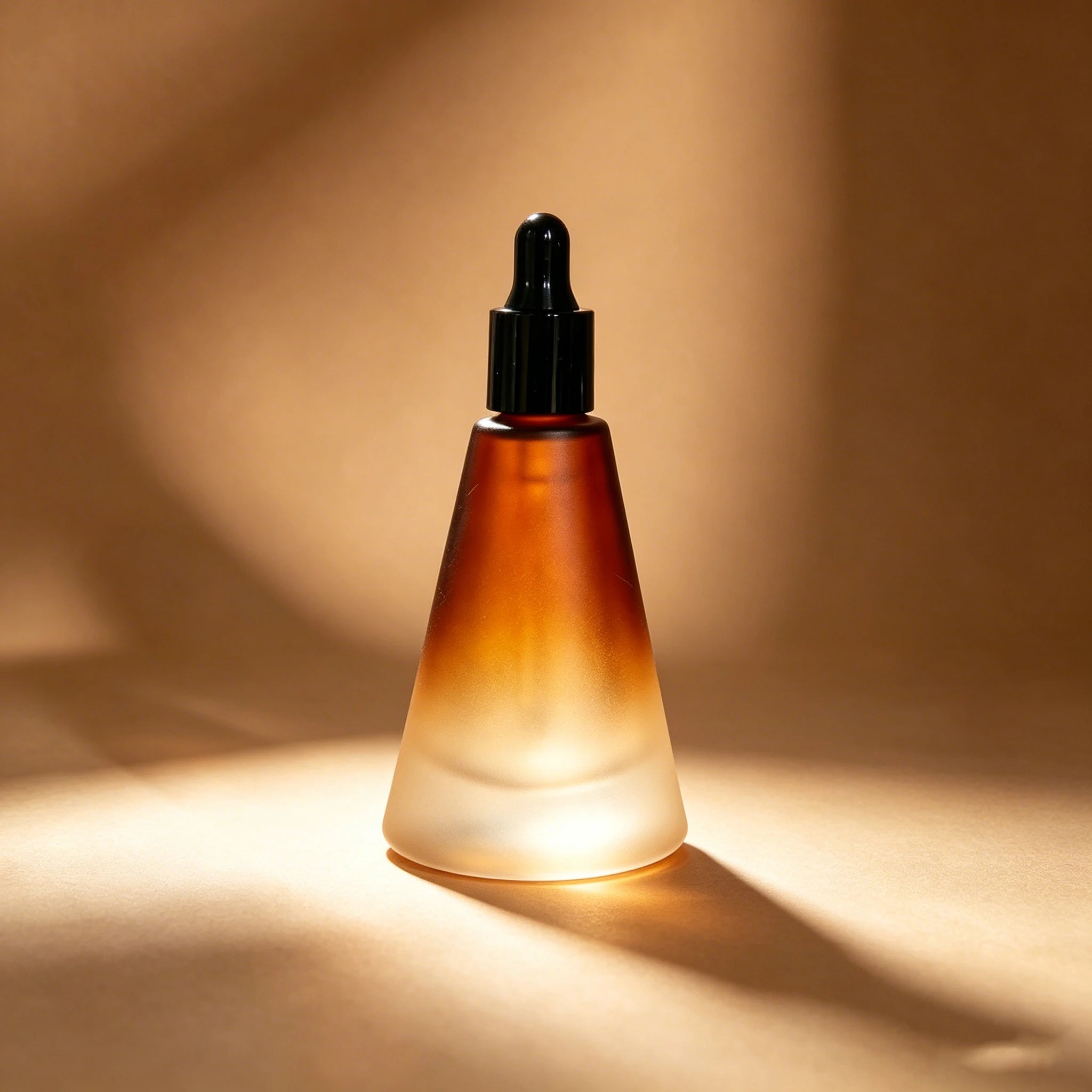 Unique Shape Small Cosmetic Skin Care Essential Oil Serum Frosted Amber Dropper Glass Seum Bottle 15ml - 图片 2